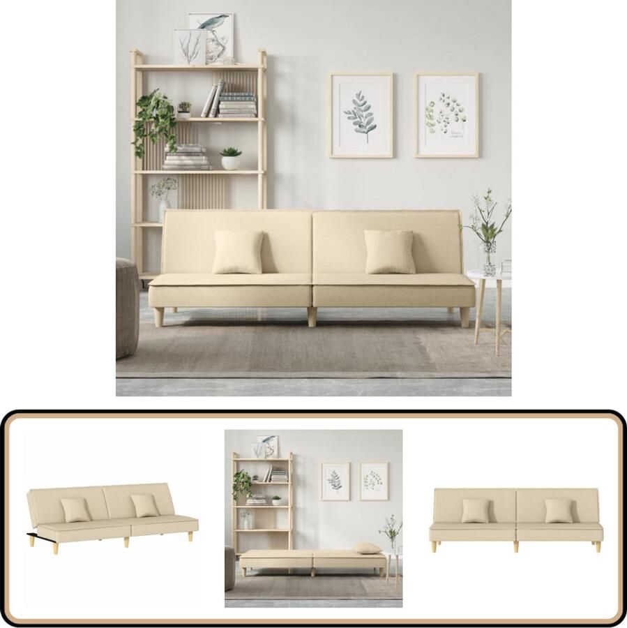 VidaXL Slaapbank stof crÃ¨mekleurig