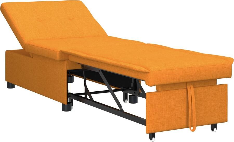 VidaXL Slaapbank 3-in-1 Uittrekbaar Ontwerp in Donge Gele Stoffering