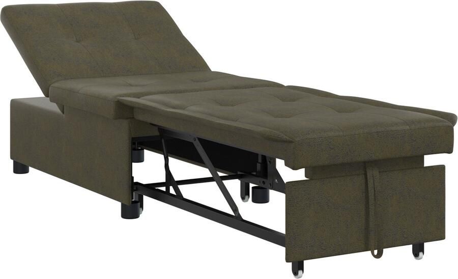 VidaXL Uitschuifbare Sofa Bed 3-in-1 Donkergrijs Faux Suède Leer