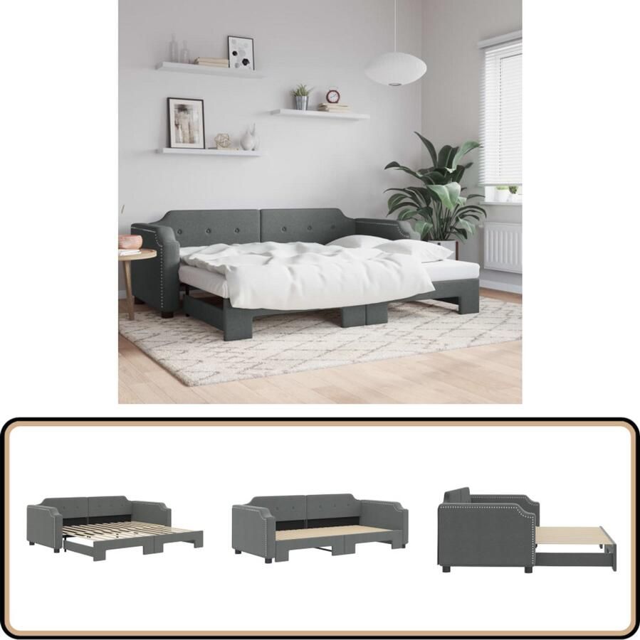 VidaXL Slaapbank Donkergrijs 90x190 cm Slaapbank Tweepersoons Sofa Donkere Grijze Meubels Multifunctionele Bank Compact Bed