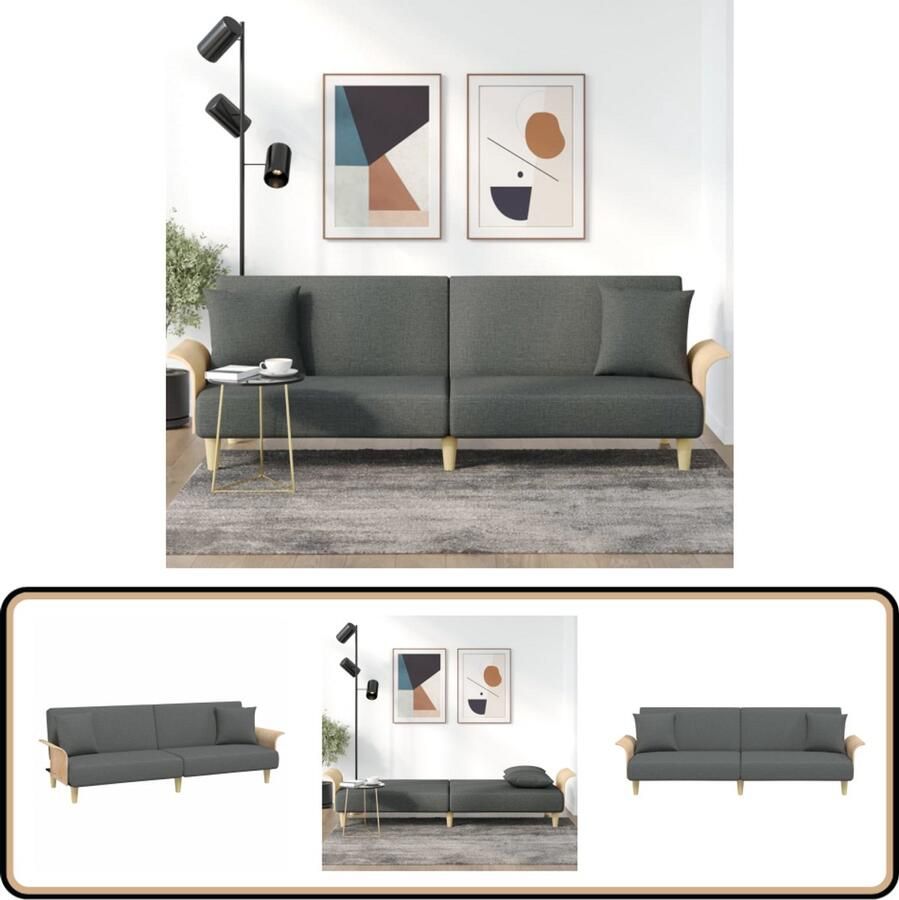 VidaXL -Slaapbank-met-armleuningen-stof-donkergrijs - Foto 2