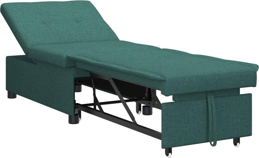 VidaXL 3-in-1 Sofa Bed Uittrekbaar ontwerp in donkergroene stof