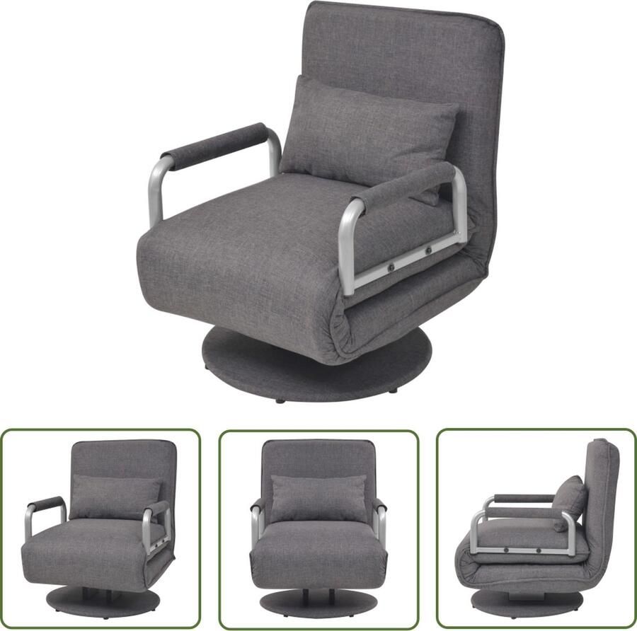 The Living Store Draaistoel Slaapstoel Donkergrijs 60 x 75 x 80 cm Draaistoel Slaapbank Lounge Stoel Loungestoel Fauteuils - Foto 2