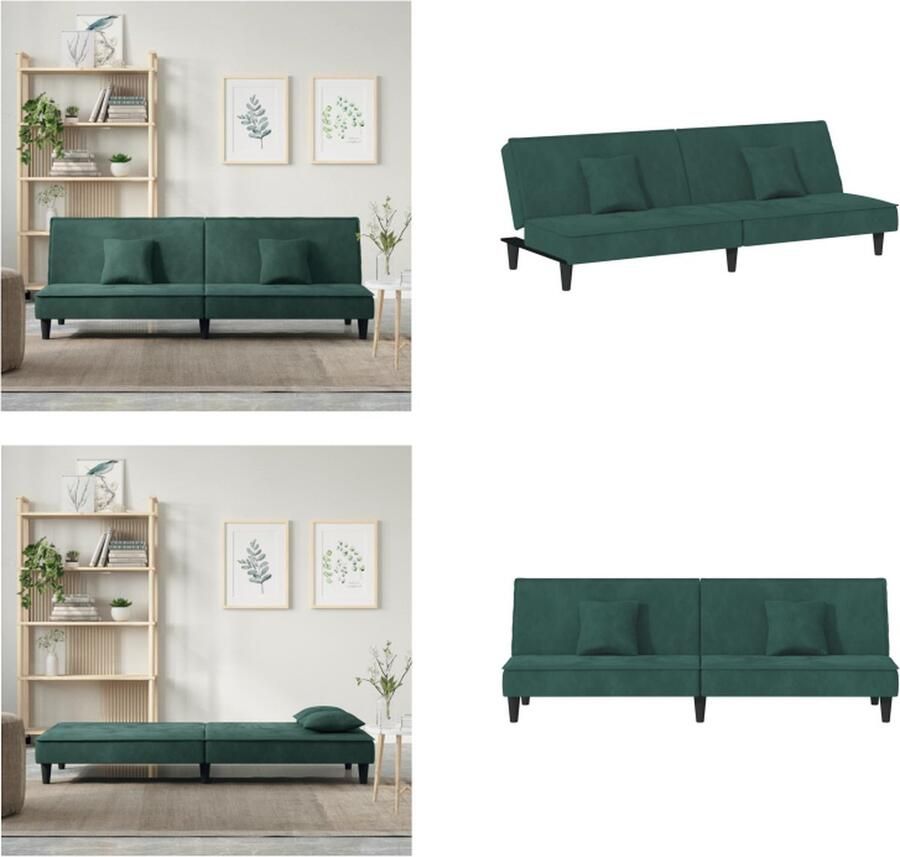 VidaXL Slaapbank fluweel donkergroen Slaapbank Slaapbanken Bedbank Slaapbed