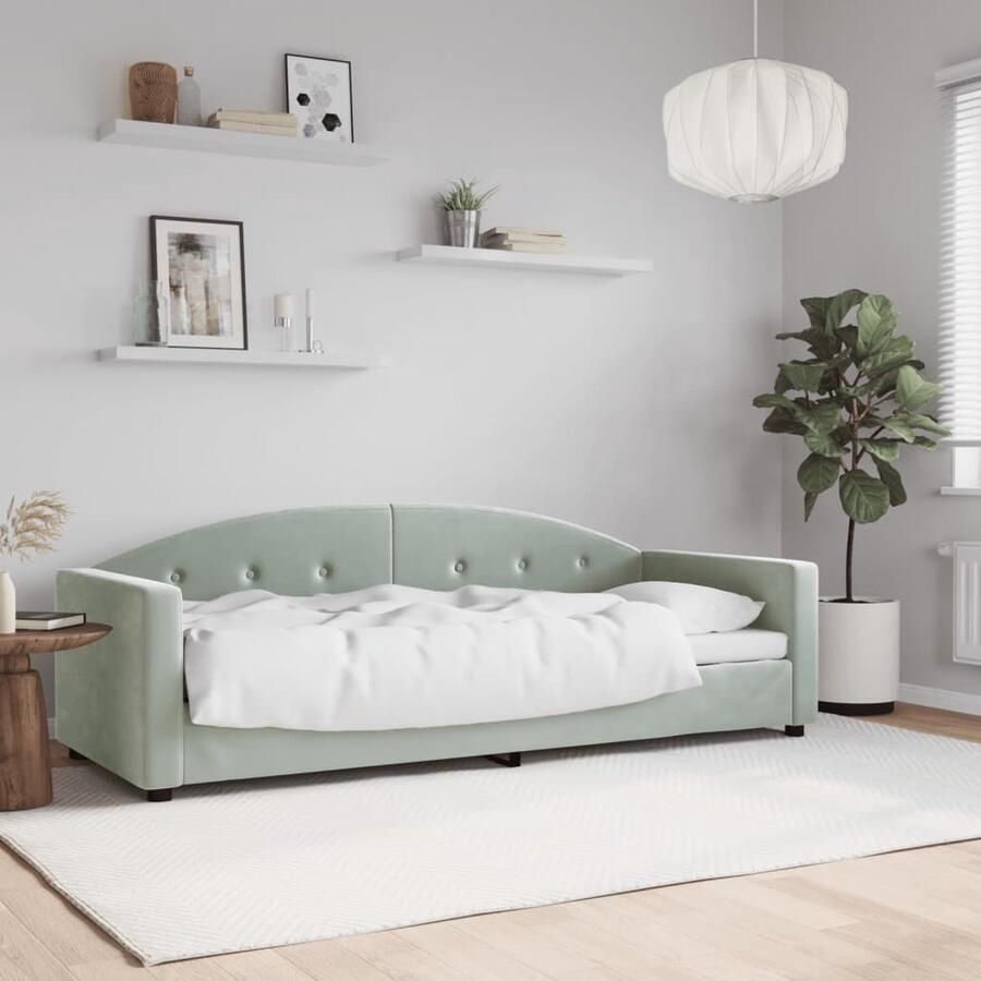 VidaXL Slaapbank Fluweel Lichtgrijs 80x200 cm Slaapbank Sofa Bed Tweepersoons Bank Fluweelsofa Lounge Bank Daybed Guest Bed Living Room Furniture Meubilair Licht Grijs Grijze Bank - Foto 2