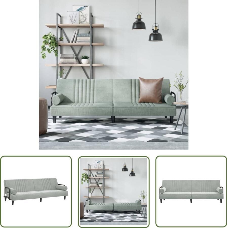 VidaXL Slaapbank Fluweel Lichtgrijs Inclusief Kussens Slaapbank Fluweel Sofa Tweepersoons Bed Lounge Bank Relax Fauteuil Design Meubilair Grijs Meubilair