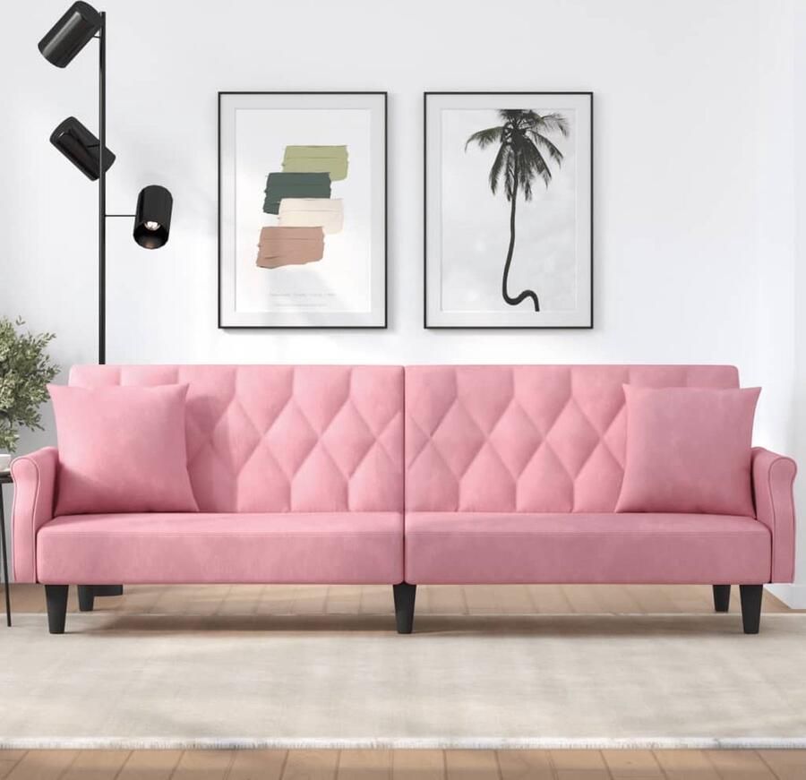 VidaXL Slaapbank Fluweel Roze Inclusief Kussens Slaapbank Fluwelen Bank Rozerode Bank Tweepersoons Bank Lounge Bank Design Bank Comfortabele Bank - Foto 2