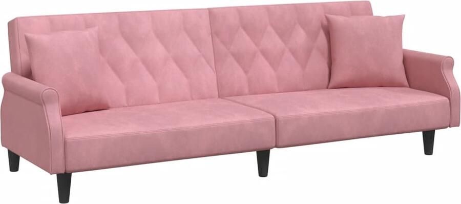 VidaXL Slaapbank Fluweel Roze Inclusief Kussens Slaapbank Fluwelen Bank Rozerode Bank Tweepersoons Bank Lounge Bank Design Bank Comfortabele Bank