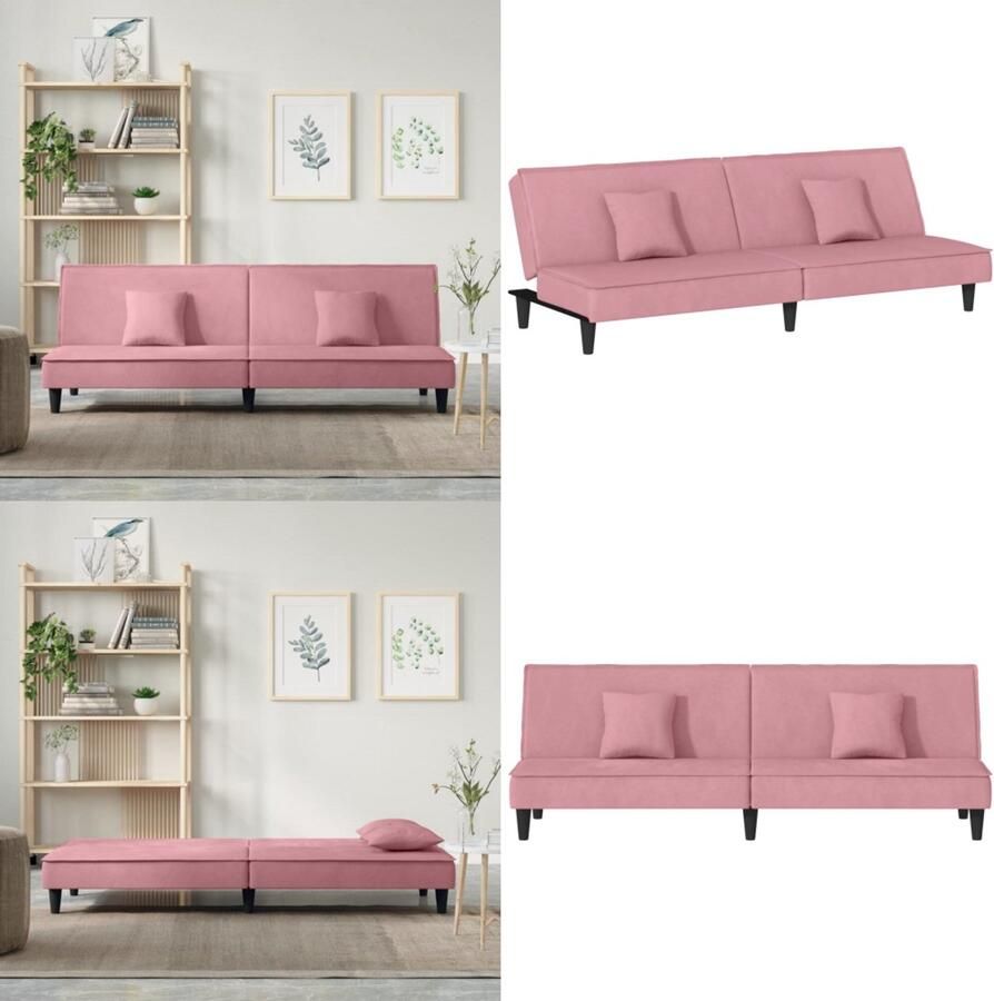 VidaXL Slaapbank fluweel roze Slaapbank Slaapbanken Bedbank Slaapbed