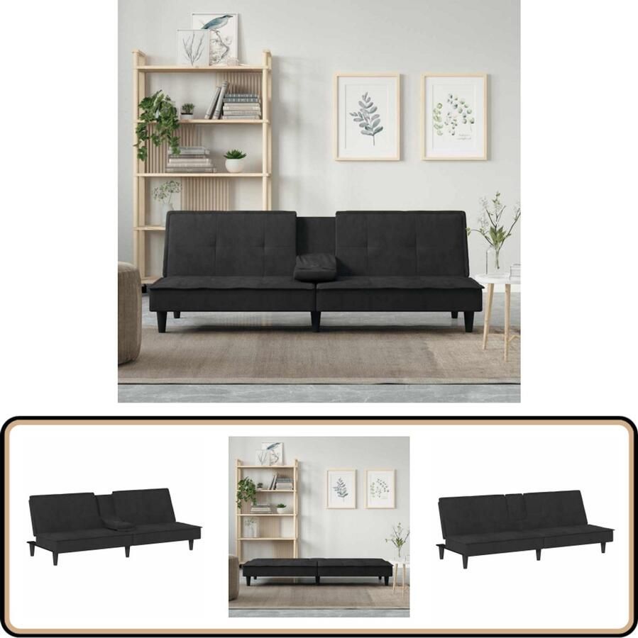 VidaXL Slaapbank Fluweel Zwart 200 cm Slaapbank Fluweel Sofa Zwarte Bank 3 Persoons Bank Lounge Bank Multifunctionele Bank Design Bank