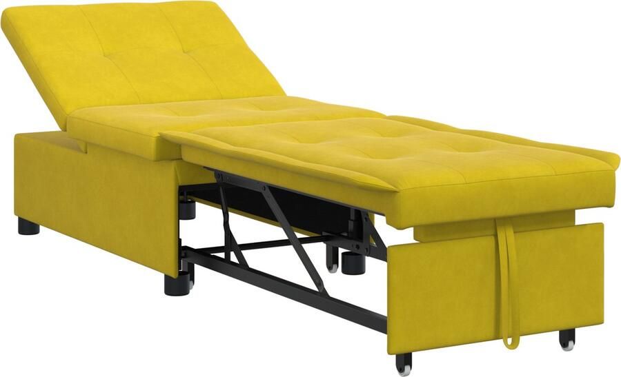 VidaXL Sofa Bed 3-in-1 Uittrekbaar Ontwerp Gele Velours