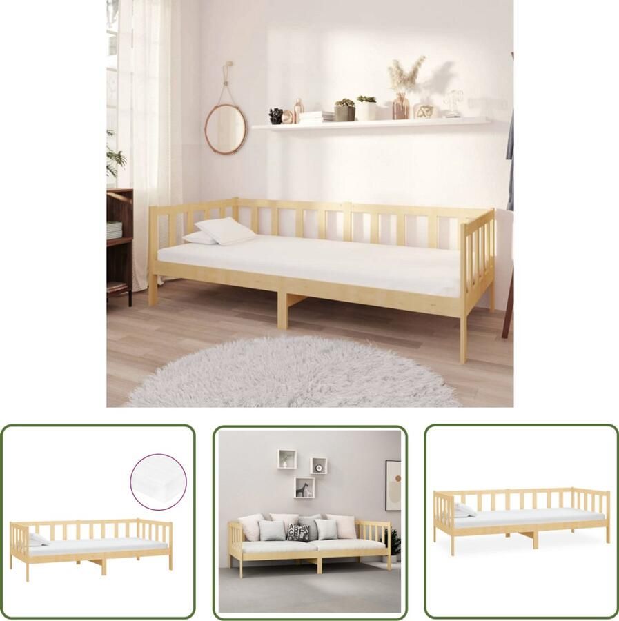 VidaXL Slaapbank Grenenhout 90x200 cm Inclusief Matras Slaapbank Houten Slaapbank Grenenhout Slaapbank Tweepersoons Slaapbank Eenpersoons Bed Stapelbaar Bed Guest Bed Daybed - Foto 2