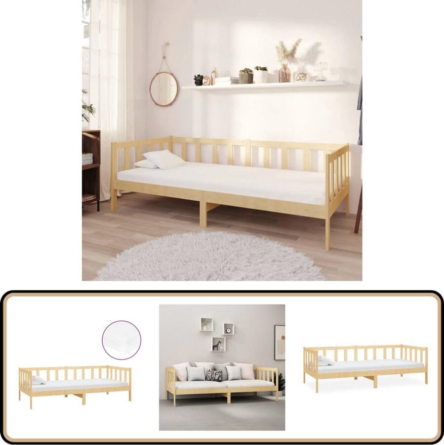 VidaXL Slaapbank Grenenhout 90x200 cm Inclusief Matras Slaapbank Houten Slaapbank Grenenhout Slaapbank Tweepersoons Slaapbank Eenpersoons Bed Stapelbaar Bed Guest Bed Daybed