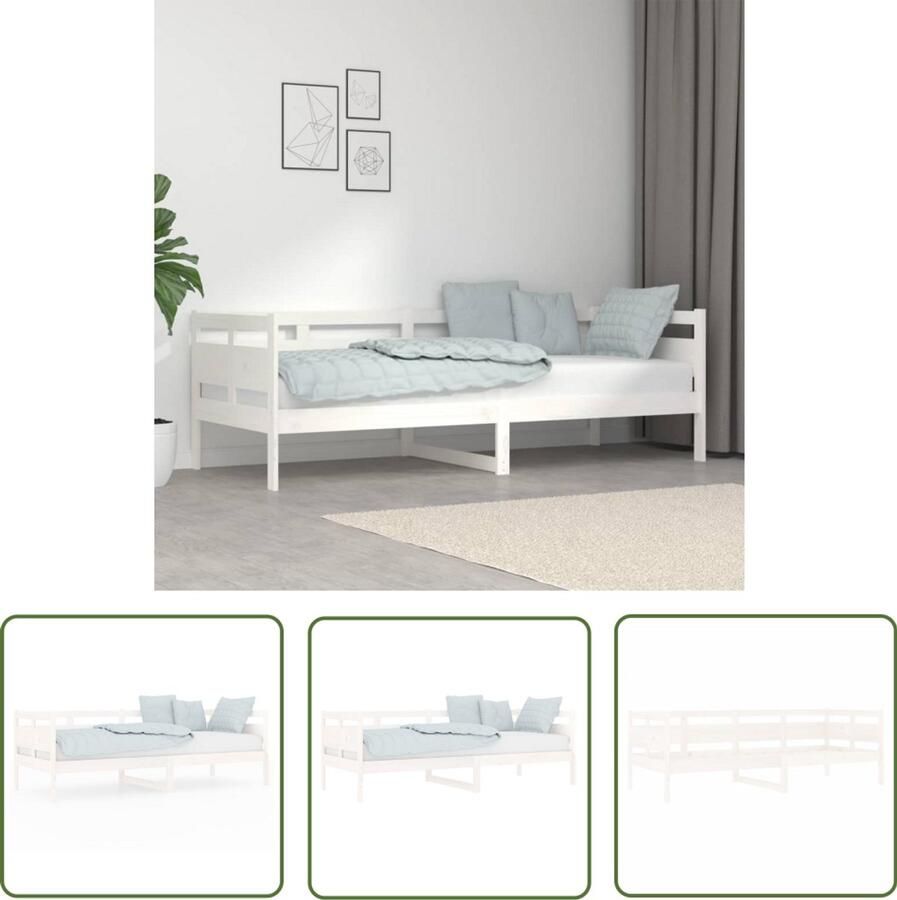 VidaXL Slaapbank Grenenhout Wit 80x200 cm Slaapbank Logeerbed Bankslaapzaak Houtmeubilair Grenenhouten Meubels Witte Meubelen Compact Meubel Multifunctioneel Meubel