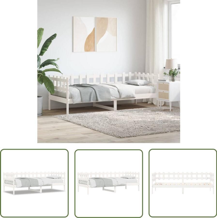 VidaXL Slaapbank Grenenhout Wit 80x200 cm Slaapbank Logeerbed Grenenhouten Meubels Multifunctioneel Meubel Opbergmogelijkheden Witte Meubelen