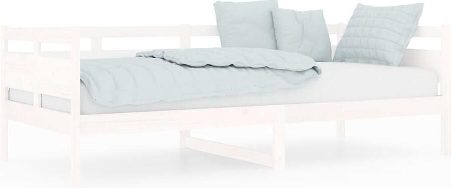 VidaXL Slaapbank Grenenhout Wit 90x200 cm Slaapbank Logeerbed Bankslaapbank Houtmeubilair Grenenhouten Meubels Witte Meubelen Één Persoonsbed Stapelbare Stoffen - Foto 2