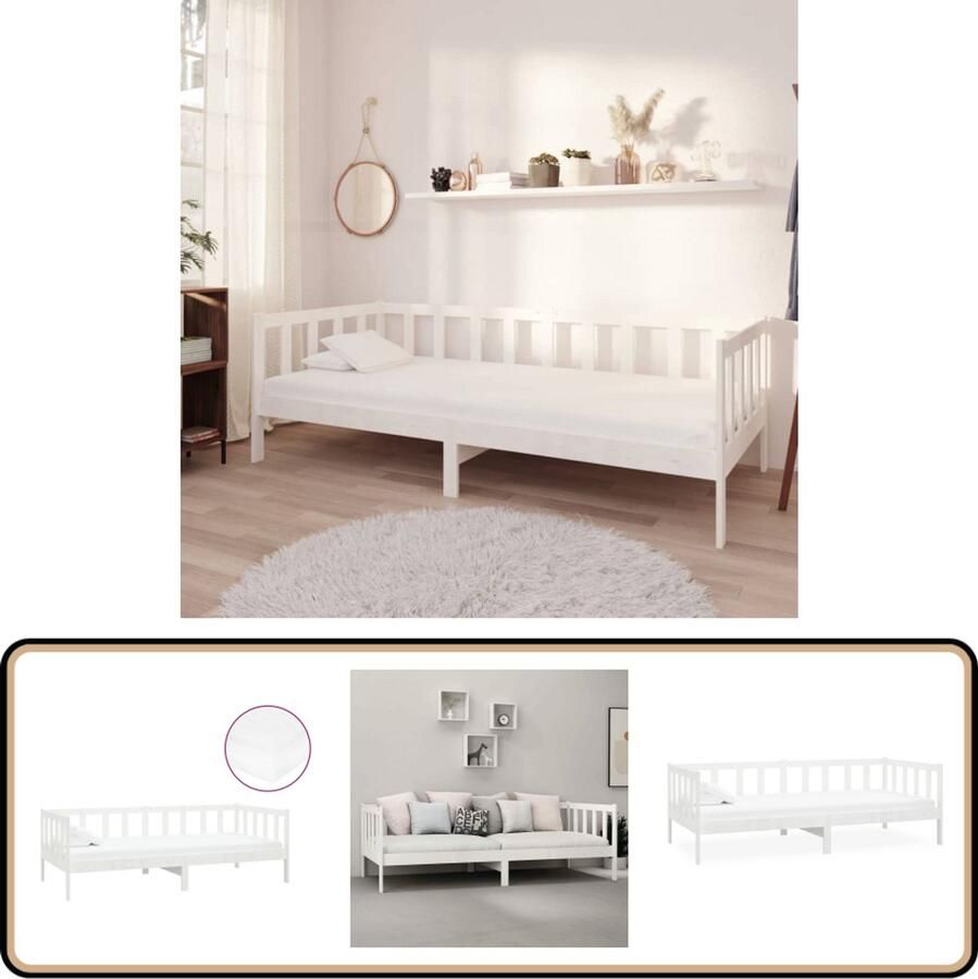 VidaXL Slaapbank Grenenhout Wit 90x200 cm Slaapbank Sofa Bed Houten Bank Grenenhout Meubilair Wit Meubel Guest Bed Multifunctioneel Meubilair