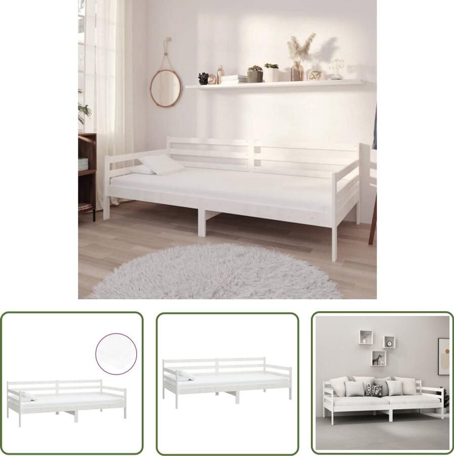 VidaXL Slaapbank Grenenhout Wit Inclusief Matras Slaapbank Houten Bank Grenenhout Meubilair Wit Meubel Guest Bed Comfortabel Bed Multifunctioneel Meubilair