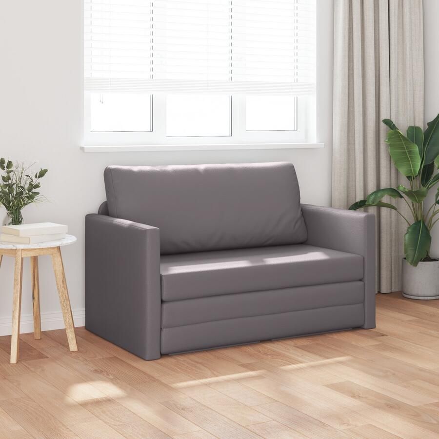 VidaXL Vloer Sofa Bed 2-in-1 Grijs 124x71x78 cm Kunstleer