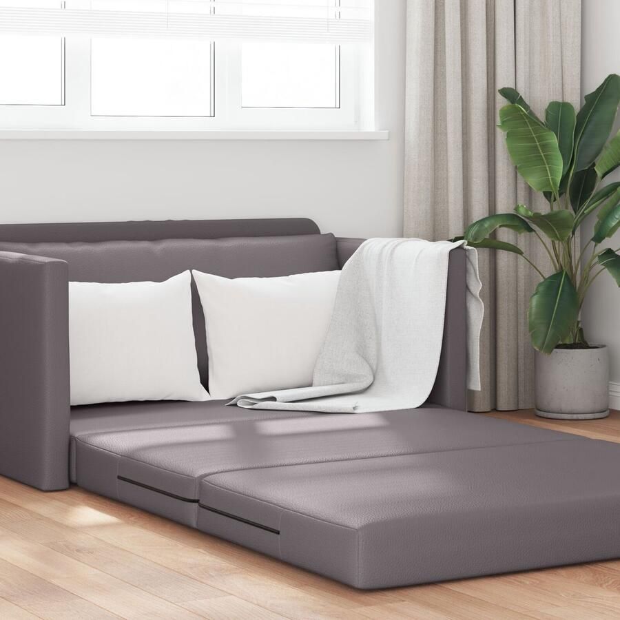 VidaXL Vloer Sofa Bed 2-in-1 Grijs 124x71x78 cm Kunstleer - Foto 2