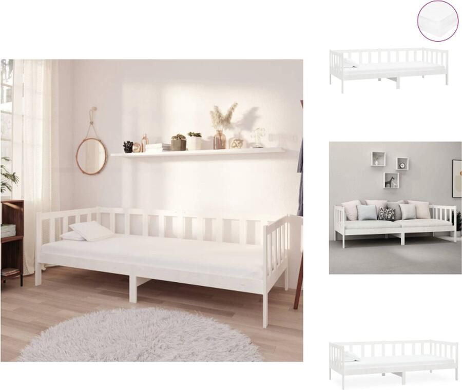 VidaXL Bedbank Bedbanken Bed Bank Bed Banken Slaapbank met matras massief grenenhout wit 90x200 cm - Foto 2