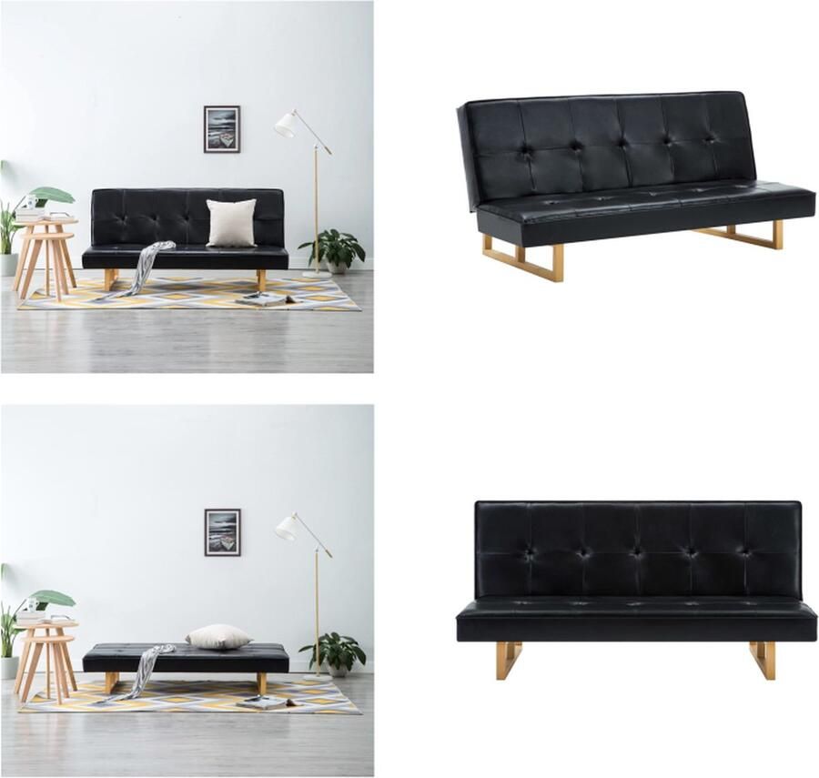 VidaXL Slaapbank kunstleer zwart Slaapbank Slaapbanken Slaap Bank Slaap Banken