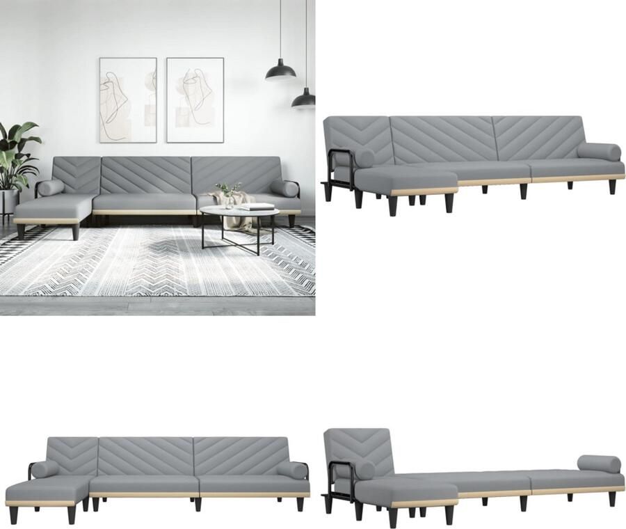VidaXL Slaapbank L-vormig 260x140x70 cm stof lichtgrijs L-vormige Slaapbank L-vormige Slaapbanken Slaapbank