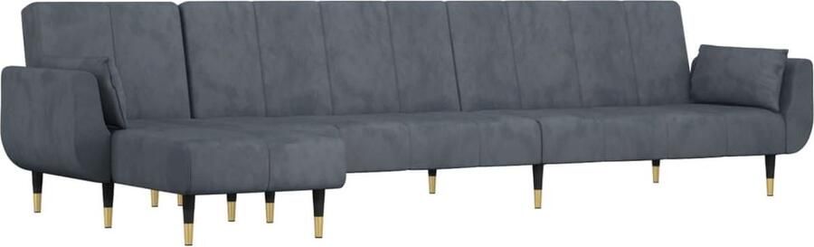 VidaXL -Slaapbank-L-vormig-275x140x70-cm-fluweel-donkergrijs