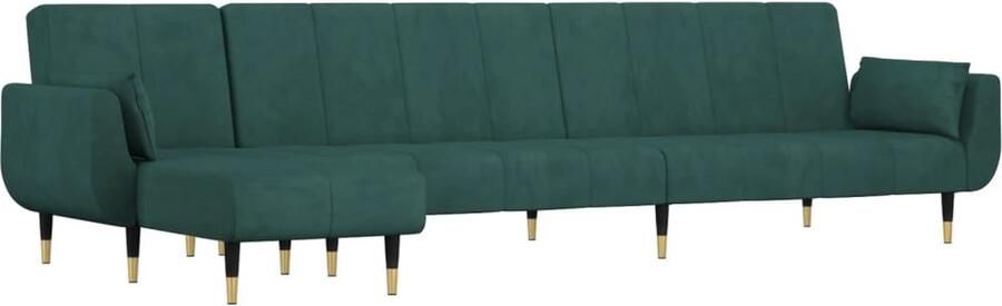 VidaXL -Slaapbank-L-vormig-275x140x70-cm-fluweel-donkergroen
