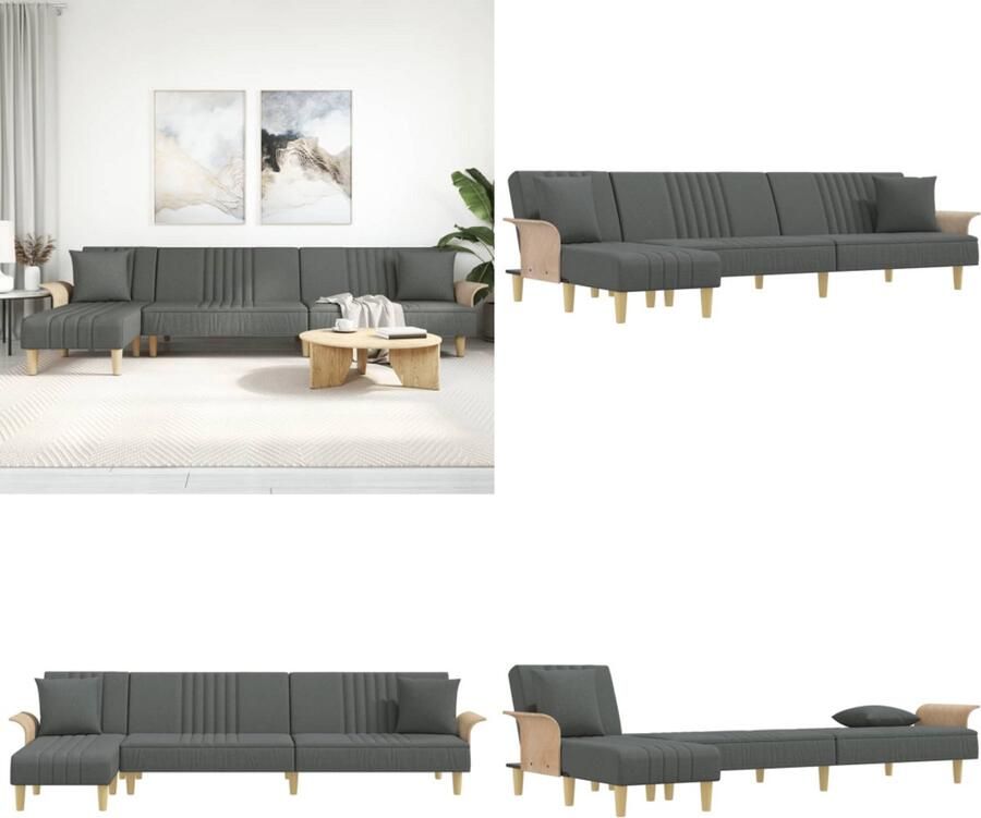 VidaXL Slaapbank L-vormig 279x140x70 cm stof donkergrijs L-vormige Slaapbank L-vormige Slaapbanken Slaapbank