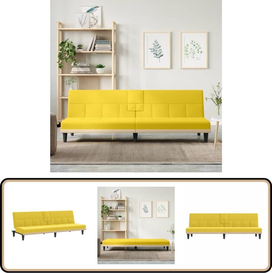 VidaXL Slaapbank Lichtgeel Stof 200 cm breed Slaapbank Sofa Bed Kanapelen Comfortabele Zitzitting Usb Aansluiting