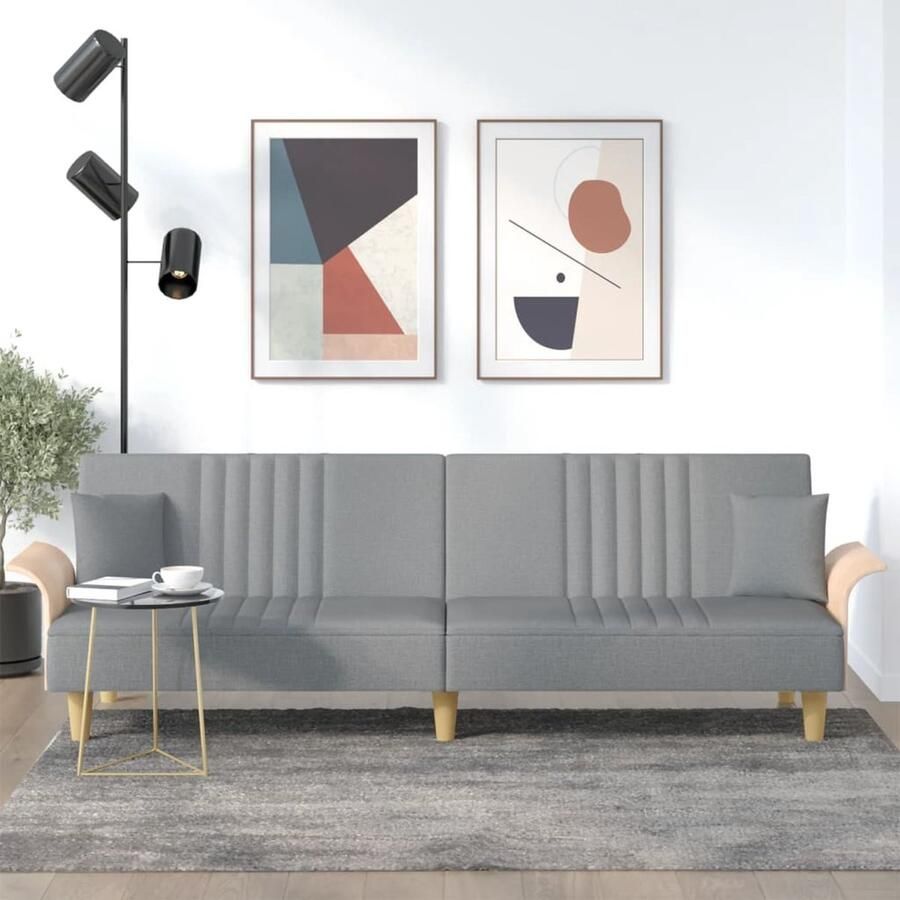VidaXL Slaapbank Lichtgrijs Met Armleuningen Slaapbank Sofa Bed Tweepersoonsbed Comfortabele Zitzitting Grijs Meubilair Stoffen Bank Design Bank