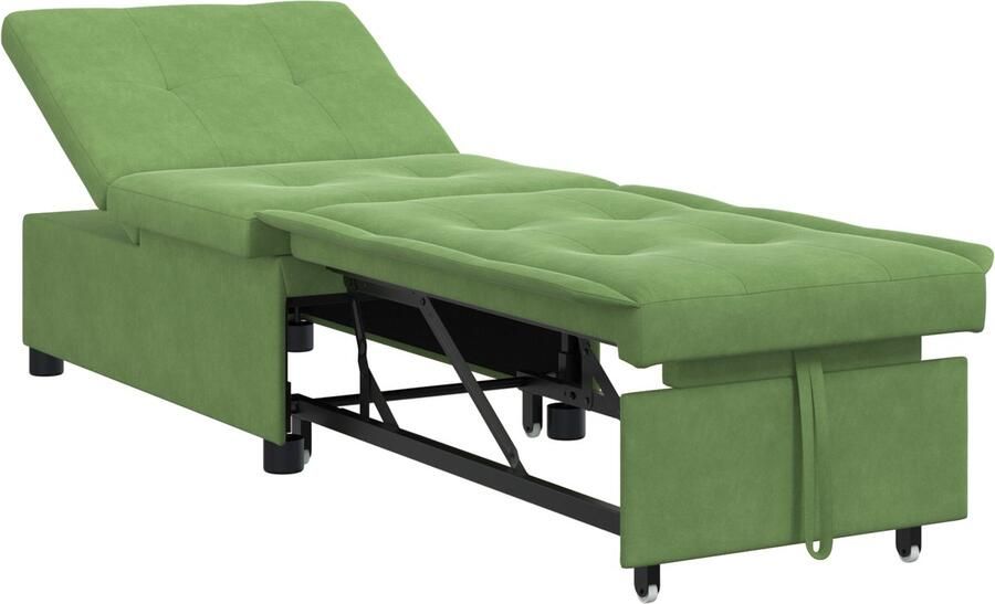 VidaXL Sofa Bed 3-in-1 Uittrekbaar Ontwerp Lichtgroen Velours