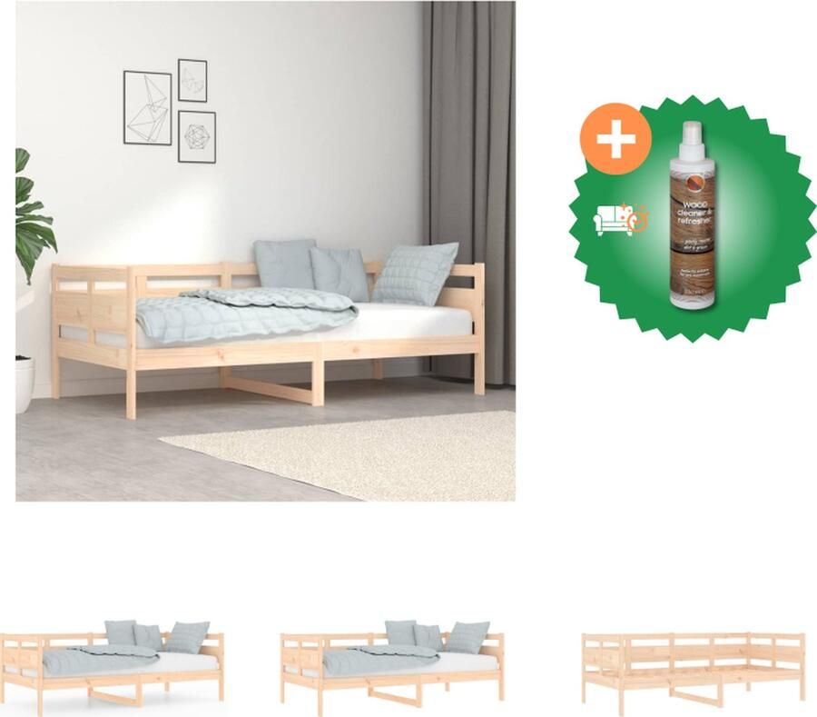 VidaXL Slaapbank Massief Grenenhout Bedframe 193.5 x 96 x 69.5 cm Stevige Lattenbodem Bed Inclusief Houtreiniger en verfrisser