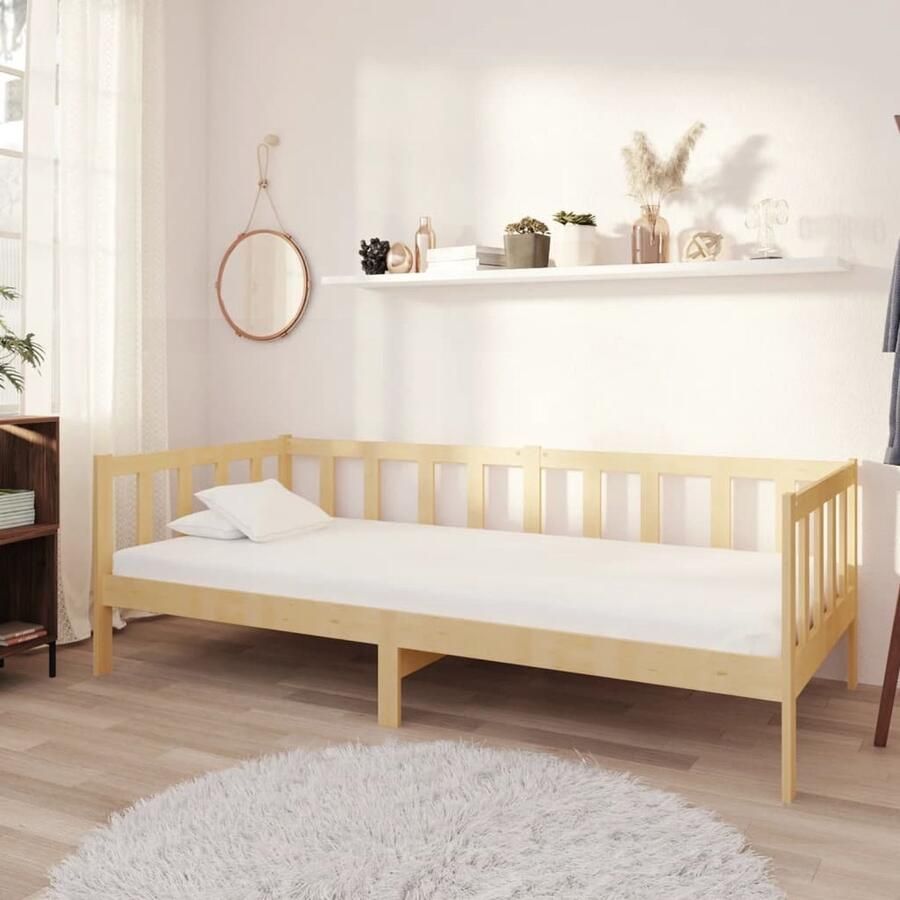 VidaXL Slaapbank Massief Grenenhout 90x200 cm Slaapbank Bedbank Logeerbed Grenenhouten Meubels Bruine Meubelen Tweepersoonsslaapbank Compact Bed Stapelbare Bank Flexibele Inrichting Designmeubel Moderne Bank - Foto 2