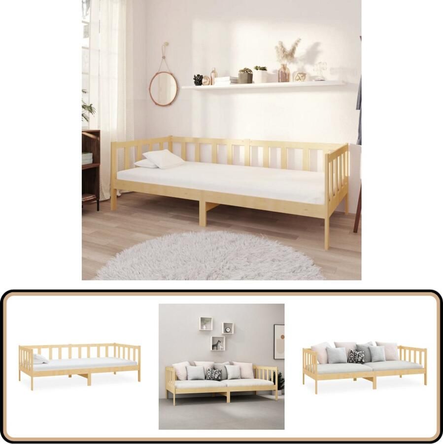 VidaXL Slaapbank Massief Grenenhout 90x200 cm Slaapbank Bedbank Logeerbed Grenenhouten Meubels Bruine Meubelen Tweepersoonsslaapbank Compact Bed Stapelbare Bank Flexibele Inrichting Designmeubel Moderne Bank