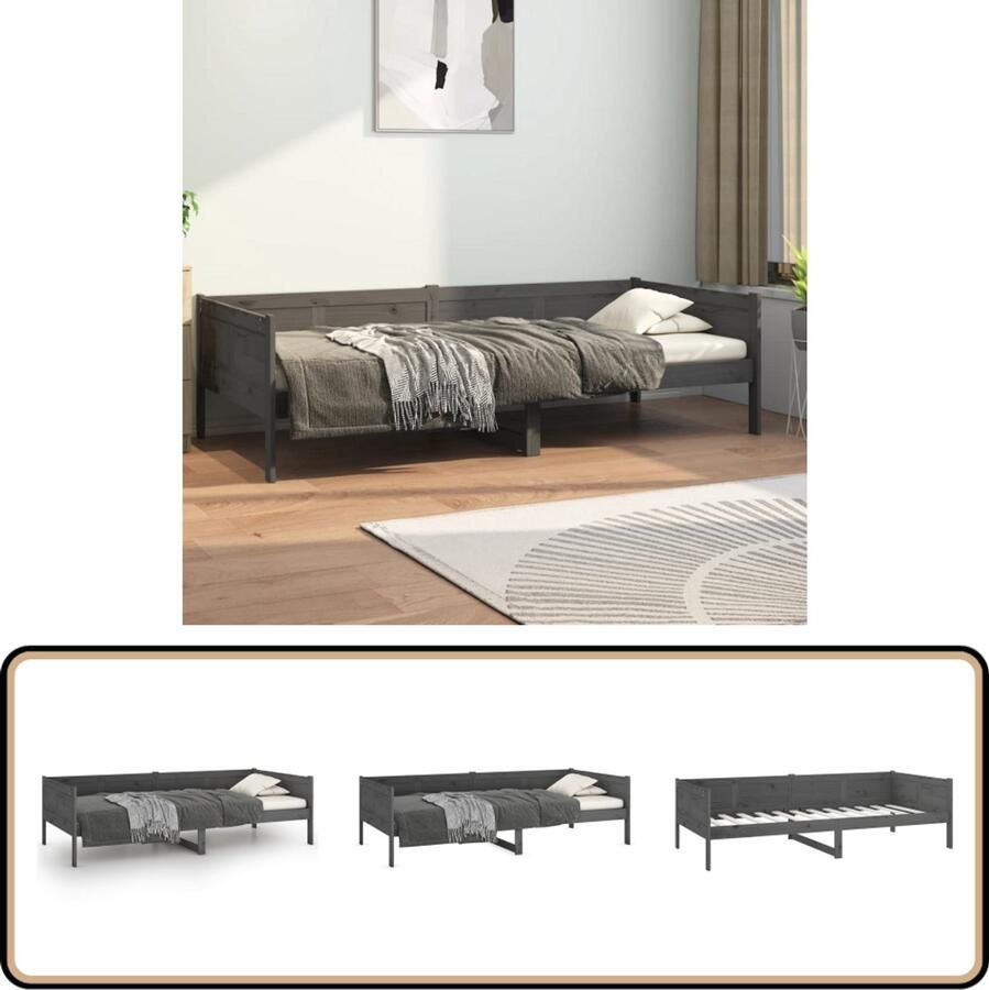 VidaXL Slaapbank Massief Grenenhout Grijs 90x190 cm Slaapbank Sofa Bed Grenenhout Meubels Rustieke Slaapkamer Massief Hout Bank Guest Bed Compacte Slaapbank
