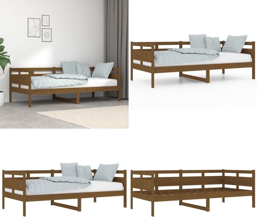 VidaXL Slaapbank massief grenenhout honingbruin 90x190 cm Slaapbank Slaapbanken Bedbank Bed