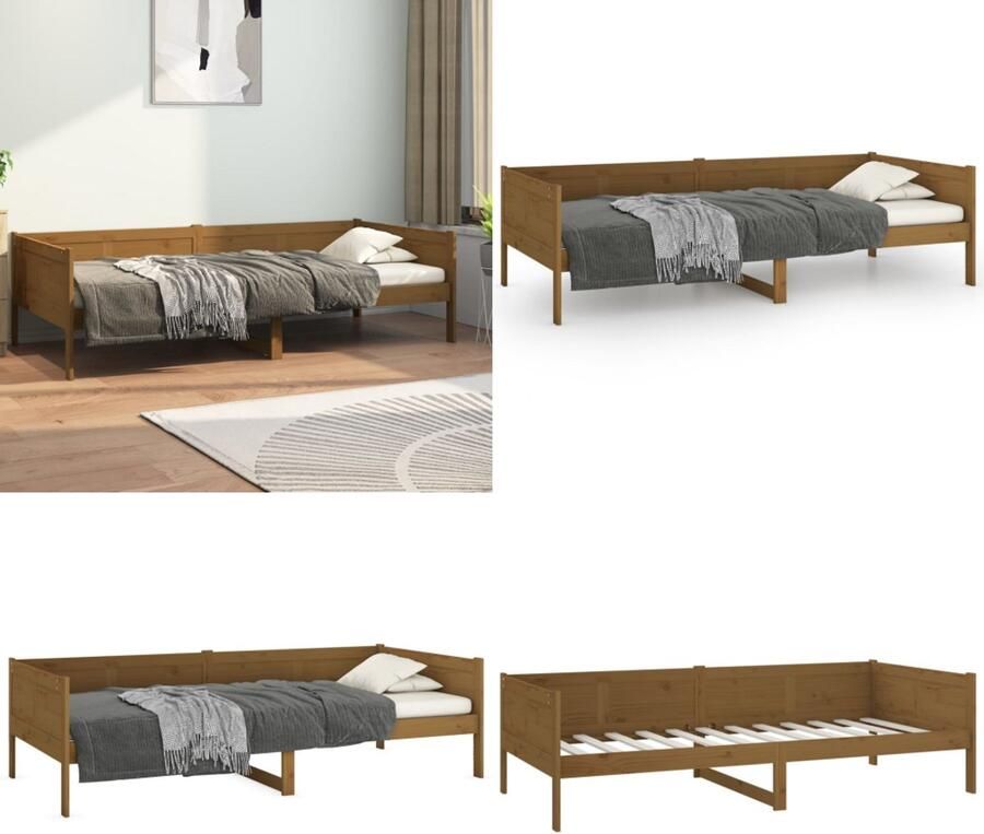 VidaXL Slaapbank massief grenenhout honingbruin 90x190 cm Slaapbank Slaapbanken Bedbank Bed