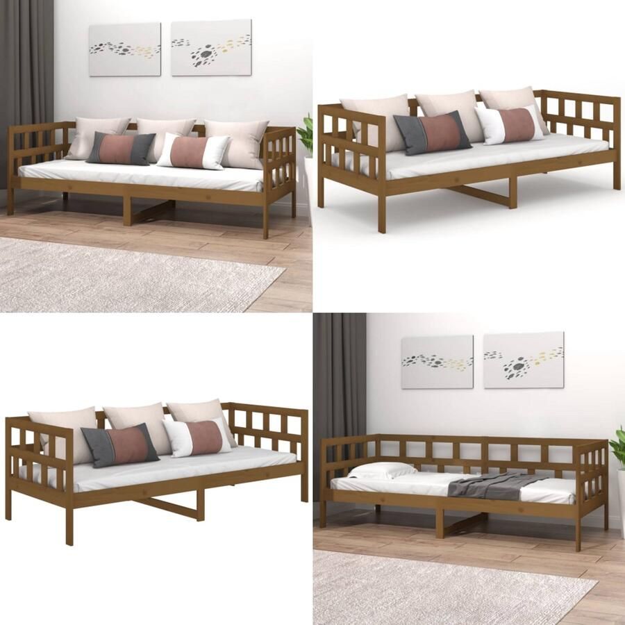 VidaXL Slaapbank massief grenenhout honingbruin 90x200 cm Slaapbank Slaapbanken Bedbank Bed