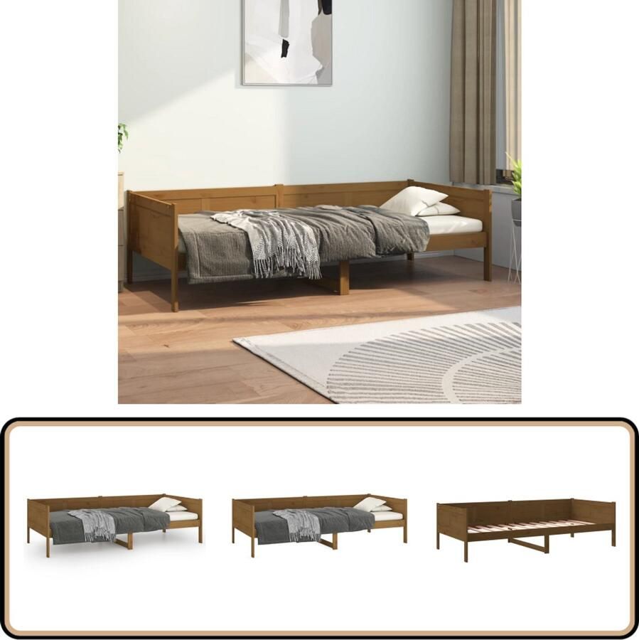 VidaXL Slaapbank Massief Grenenhout Honingbruin Slaapbank Bank Daybed Grenenhout Meubilair Rustic Decor Vintage Style Guest Room Furniture Compact Design