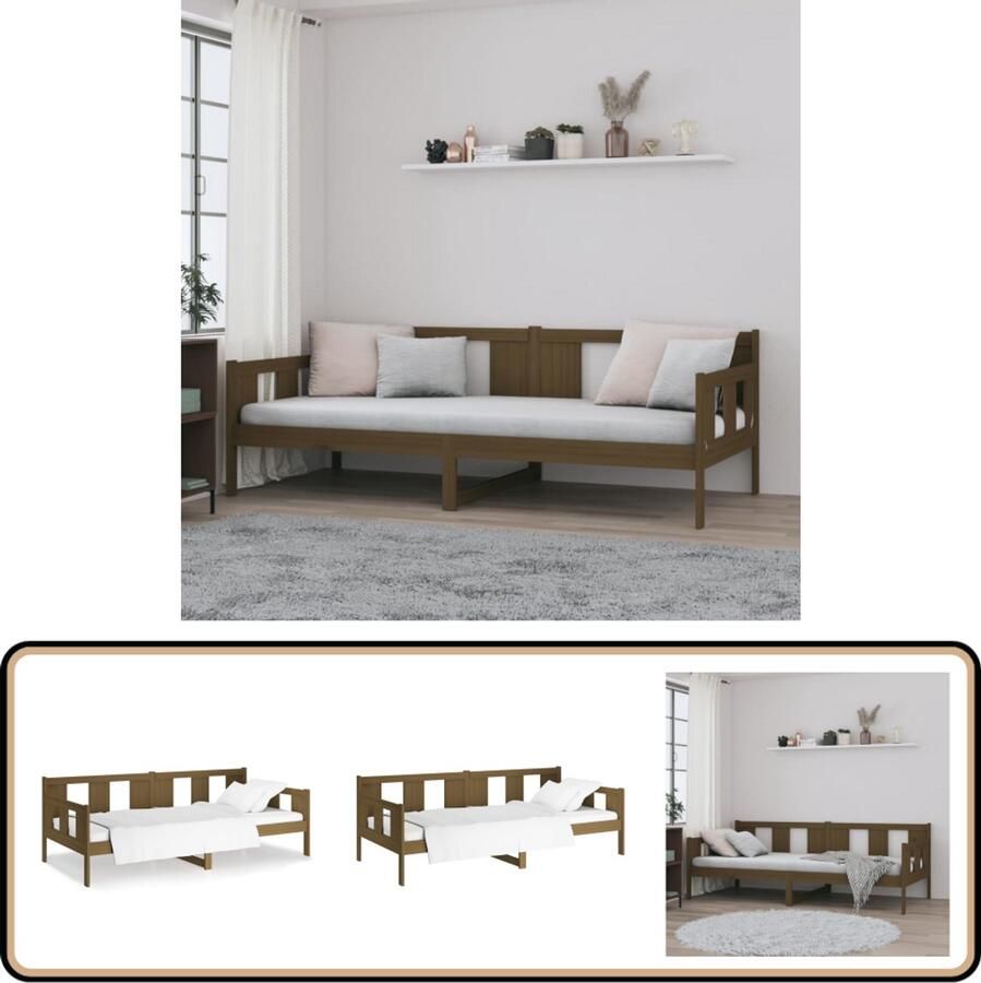 VidaXL Slaapbank Massief Grenenhout Honingbruin Slaapbank Bankbed Grenenhouten Meubels Houten Bed Frame Compact Bed Guest Bed Rustieke Decoratie Living Room Furniture Bedroom Furniture
