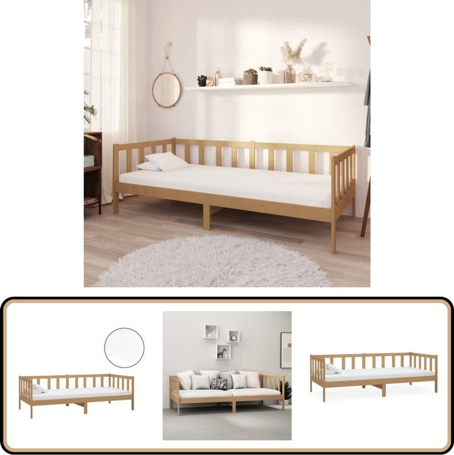 VidaXL Slaapbank Massief Grenenhout Honingbruin Slaapbank Houten Bank Honingbruine Bank Tweepersoons Bank Massief Hout Meubilair