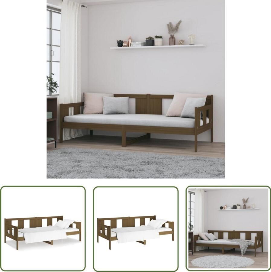 VidaXL Slaapbank Massief Grenenhout Honingbruin Slaapbank Rustiek Bed Grenenhouten Bed Honigbruin Bed Eenpersoons Bed Boxspring Frame