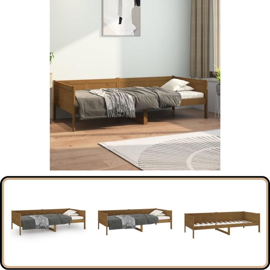 VidaXL Slaapbank Massief Grenenhout Honingbruin Slaapbank Rustieke Meubels Hout Meubel Grenenhouten Bank Tweepersoons Slaapkamer Guest Room Furniture Daybed