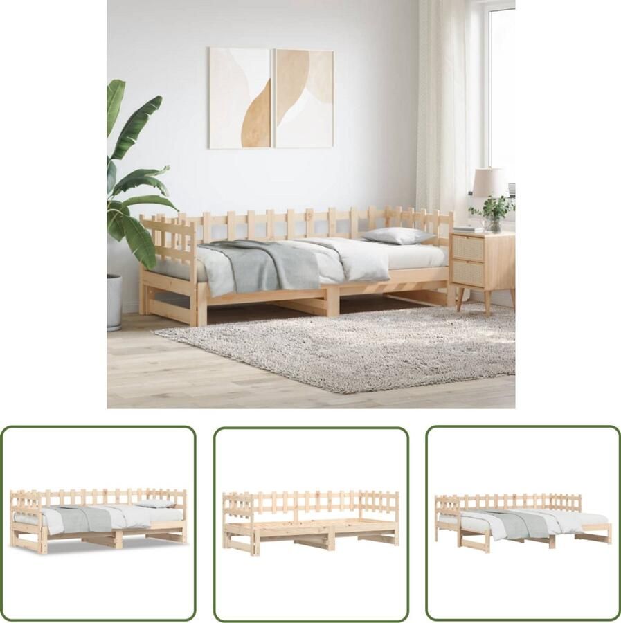 VidaXL Slaapbank Massief Grenenhout Uitschuifbaar Logeerbed Slaapbank Massief Hout Grenenhout Uitschuifbaar Bed Tweepersoonsbed