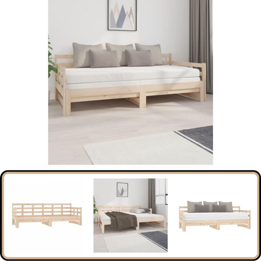 VidaXL Slaapbank Massief Grenenhout Uitschuifbaar Slaapbank Sofa Bed Houten Bed Grenenhouten Meubels Ruim Bespaardend Tweepersoons Bed Guest Bed Design Slaapkamer