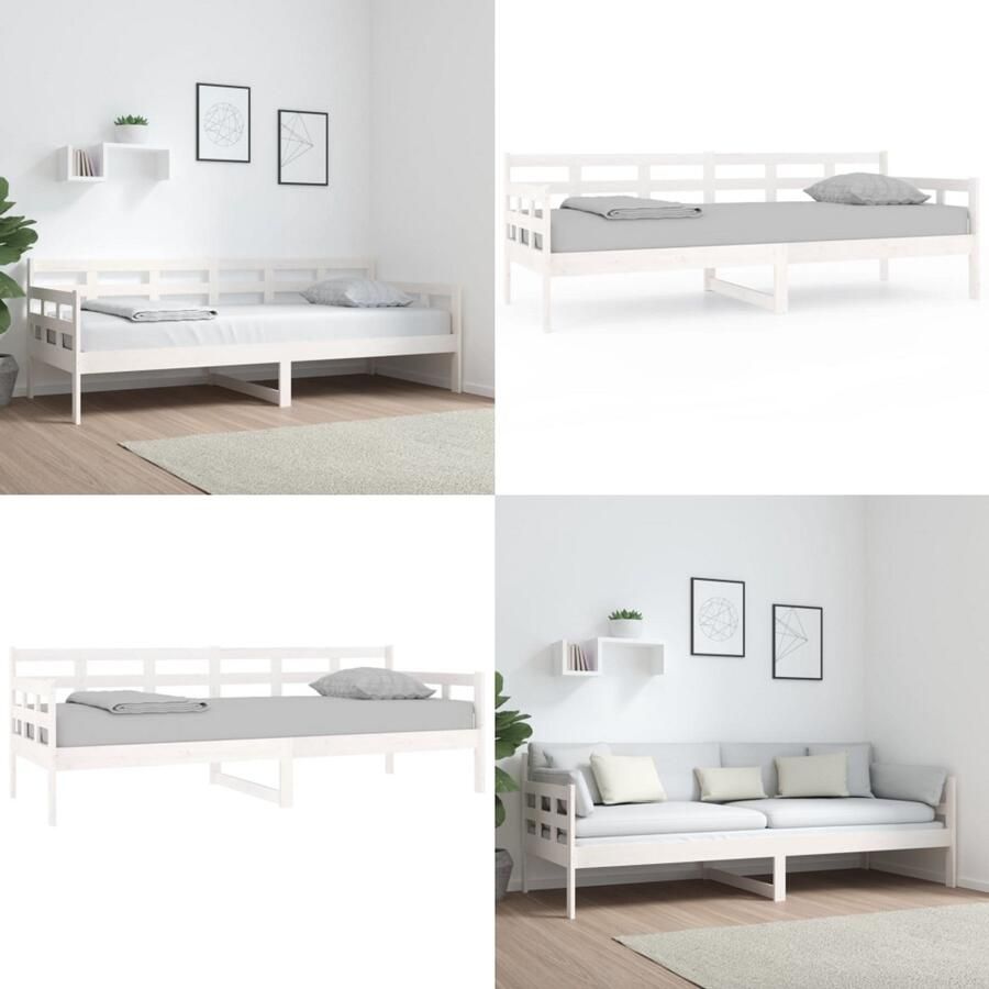 VidaXL Slaapbank massief grenenhout wit 80x200 cm Slaapbank Slaapbanken Bedbank Bed