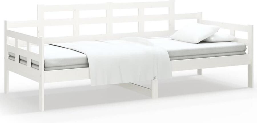 VidaXL Slaapbank Massief Grenenhout Wit 90x200 cm Slaapbank Houten Bedbank Grenenhout Meubels Tweepersoons Bed Één Persoons Bed Guest Bed Daybed Living Room Furniture Bedroom Furniture - Foto 2