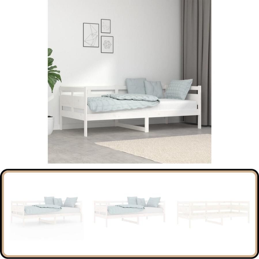 VidaXL Slaapbank Massief Grenenhout Wit 90x190 cm Slaapbank Logeerbed Bankstel Houtmeubel Grenenhoute Meubels